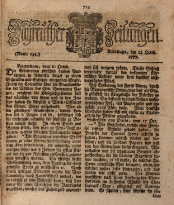 Bayreuther Zeitung Dienstag 28. Oktober 1777