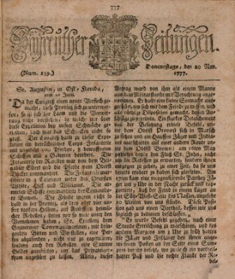 Bayreuther Zeitung Donnerstag 20. November 1777