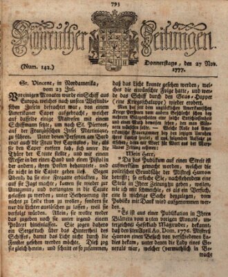 Bayreuther Zeitung Donnerstag 27. November 1777