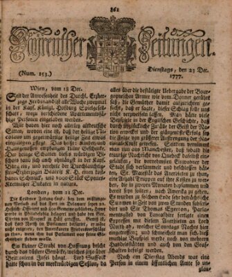 Bayreuther Zeitung Dienstag 23. Dezember 1777