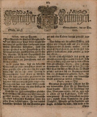 Bayreuther Zeitung Samstag 27. Dezember 1777