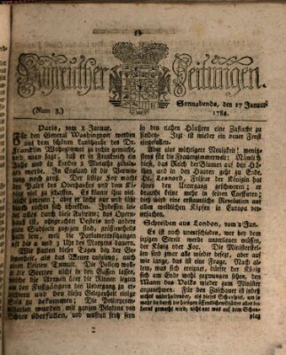 Bayreuther Zeitung Samstag 17. Januar 1784