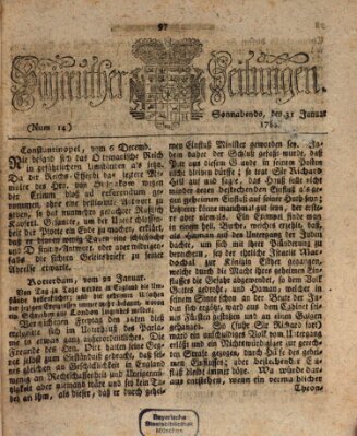 Bayreuther Zeitung Samstag 31. Januar 1784