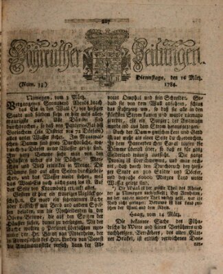 Bayreuther Zeitung Dienstag 16. März 1784