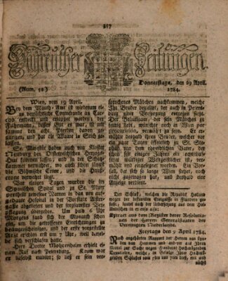 Bayreuther Zeitung Donnerstag 29. April 1784