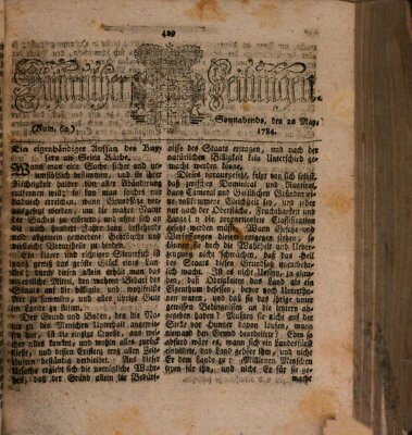 Bayreuther Zeitung Samstag 22. Mai 1784