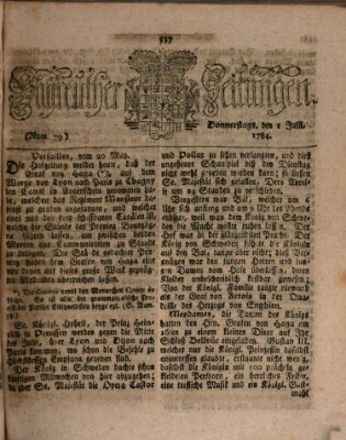 Bayreuther Zeitung Donnerstag 1. Juli 1784