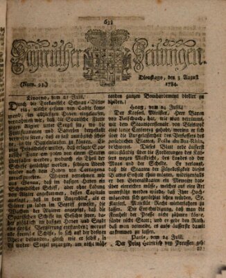 Bayreuther Zeitung Dienstag 3. August 1784