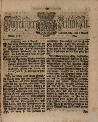 Bayreuther Zeitung Samstag 7. August 1784