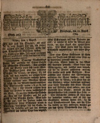 Bayreuther Zeitung Dienstag 10. August 1784