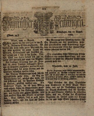 Bayreuther Zeitung Dienstag 17. August 1784