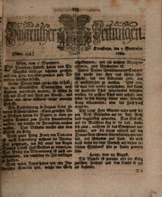 Bayreuther Zeitung Dienstag 7. September 1784