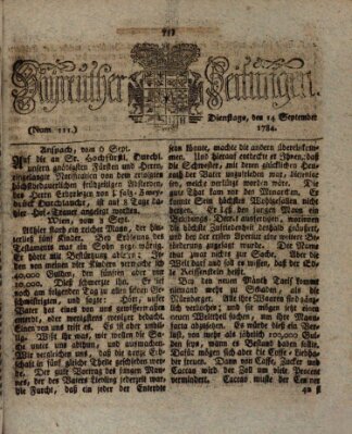 Bayreuther Zeitung Dienstag 14. September 1784