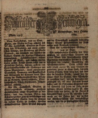 Bayreuther Zeitung Donnerstag 7. Oktober 1784