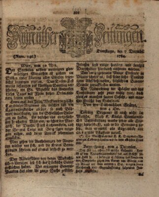 Bayreuther Zeitung Dienstag 7. Dezember 1784