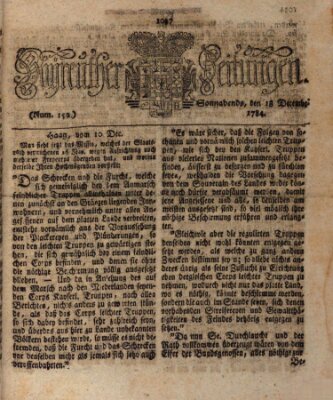 Bayreuther Zeitung Samstag 18. Dezember 1784