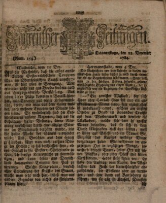 Bayreuther Zeitung Donnerstag 23. Dezember 1784