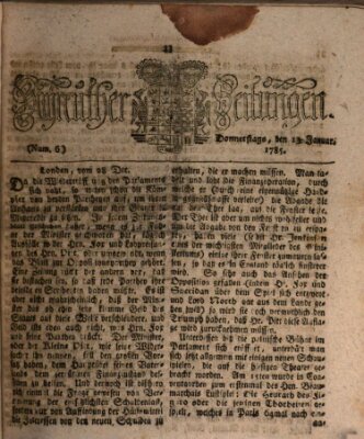 Bayreuther Zeitung Donnerstag 13. Januar 1785