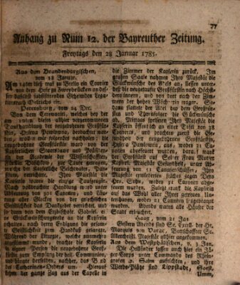 Bayreuther Zeitung Freitag 28. Januar 1785