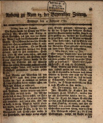 Bayreuther Zeitung Freitag 4. Februar 1785