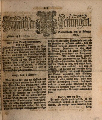 Bayreuther Zeitung Donnerstag 10. Februar 1785