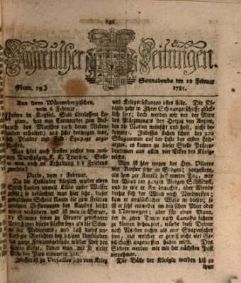 Bayreuther Zeitung Samstag 12. Februar 1785