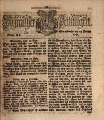 Bayreuther Zeitung Samstag 19. Februar 1785