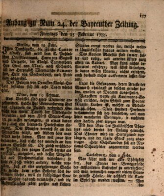 Bayreuther Zeitung Freitag 25. Februar 1785