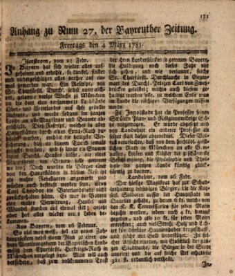 Bayreuther Zeitung Freitag 4. März 1785