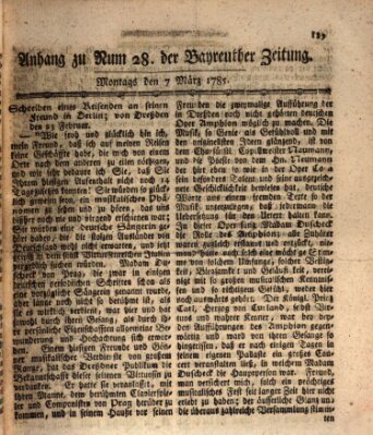 Bayreuther Zeitung Montag 7. März 1785