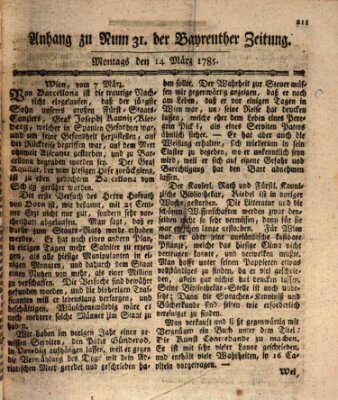 Bayreuther Zeitung Montag 14. März 1785