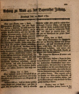 Bayreuther Zeitung Freitag 22. April 1785