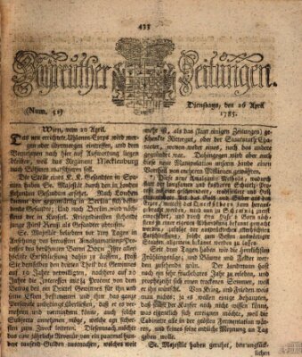 Bayreuther Zeitung Dienstag 26. April 1785