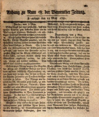 Bayreuther Zeitung Freitag 13. Mai 1785