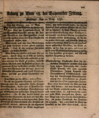 Bayreuther Zeitung Samstag 21. Mai 1785