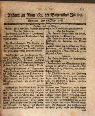 Bayreuther Zeitung Freitag 27. Mai 1785