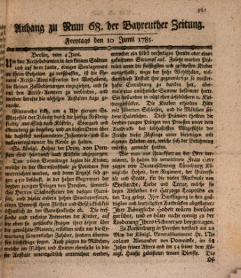 Bayreuther Zeitung Freitag 10. Juni 1785