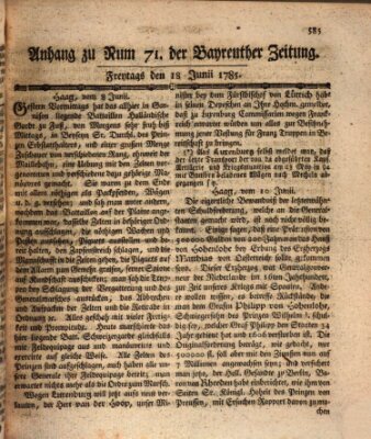 Bayreuther Zeitung Samstag 18. Juni 1785