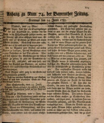 Bayreuther Zeitung Freitag 24. Juni 1785