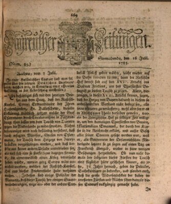 Bayreuther Zeitung Samstag 16. Juli 1785