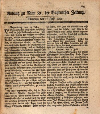 Bayreuther Zeitung Montag 18. Juli 1785