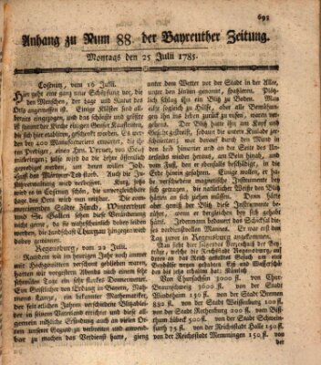 Bayreuther Zeitung Montag 25. Juli 1785