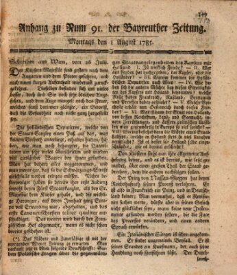 Bayreuther Zeitung Montag 1. August 1785