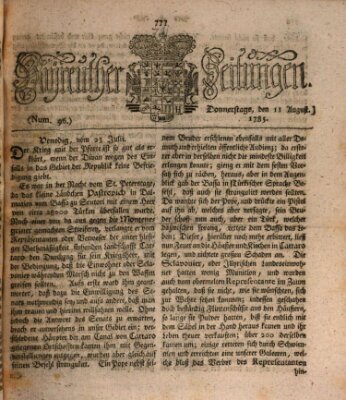 Bayreuther Zeitung Donnerstag 11. August 1785