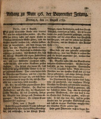 Bayreuther Zeitung Freitag 12. August 1785