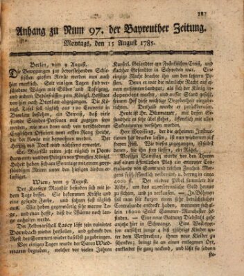 Bayreuther Zeitung Montag 15. August 1785