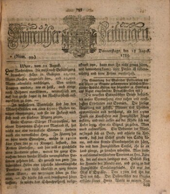 Bayreuther Zeitung Donnerstag 18. August 1785