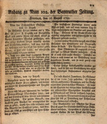 Bayreuther Zeitung Freitag 26. August 1785