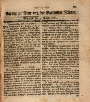 Bayreuther Zeitung Montag 29. August 1785