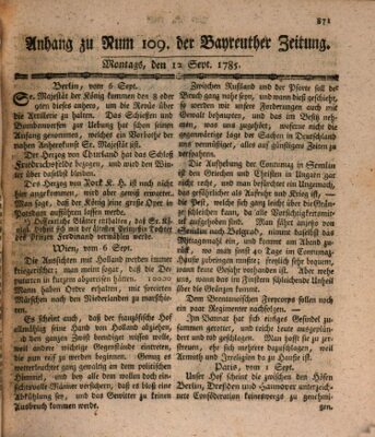 Bayreuther Zeitung Montag 12. September 1785